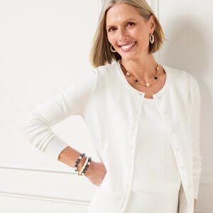 August Silk Classic White Cardigan